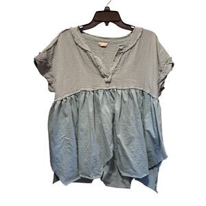Hem & Thread Babydoll Shark Hem Short Sleeve Top Size L